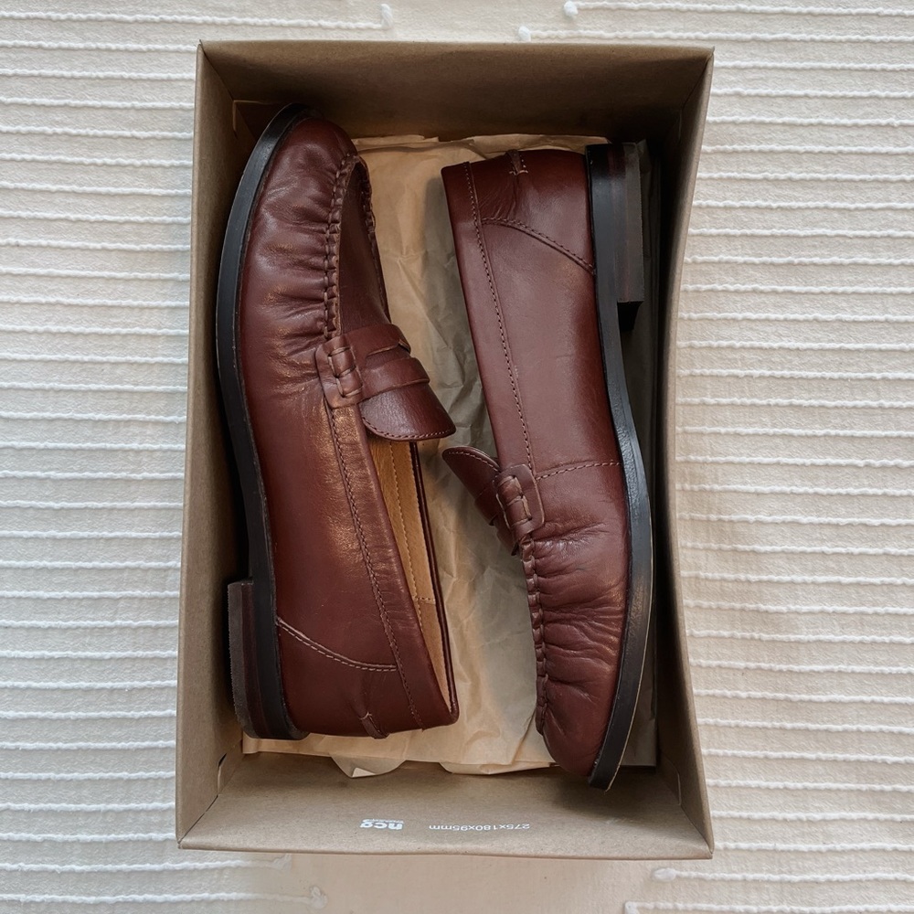 MADEWELL brown leather penny loafers - DISCONTINUED “apple butter” color